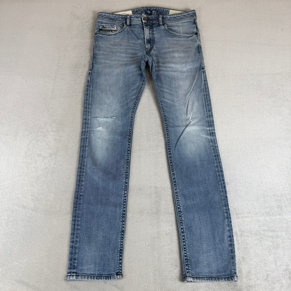 Diesel Thommer Slim Skinny Jeans Mens 31x32 Blue Denim Distressed Stretch